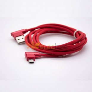 الزاوية اليمنى مايكرو USB التوصيل إلى USB ذكر كابل الشحن الأحمر