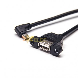 Ângulo direito Mini cabo USB masculino para USB Tipo A Feminino OTG Cabo 1M