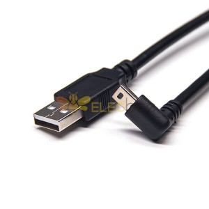 Right Angle Mini USB Cabo de extensão 1M para digitar um cabo de carga masculina