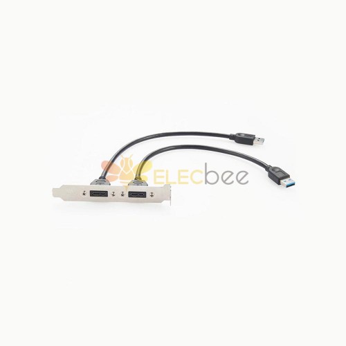 USB 3.0 Micro-B转Type A 面板安装螺丝锁紧适配器带挡板转接延长线 30CM