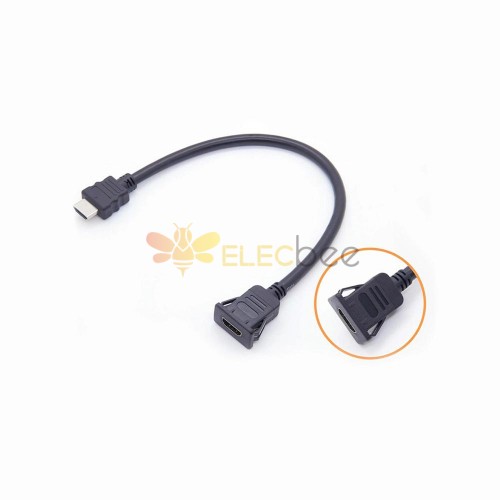 Câble HDMI 2.0 femelle à mâle à montage sur panneau enfichable avec câble d\'extension Ethernet 30CM