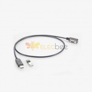 USB直式公头 转 D-sub 弯式9芯 母头 RS-422 RS485 接适配器电缆 1米