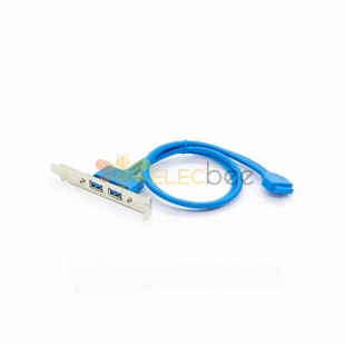 Type A USB 3.0双端口母头带挡板转20P母接头 USB 适配器分线器转接线 5Gpbs 0.5米