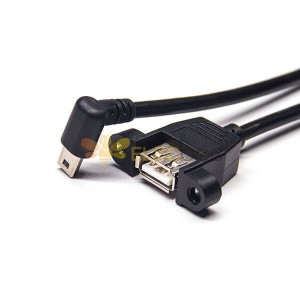 20 peças Tipo A Cabo USB 2.0 Fêmea Direto para Mini USB Ângulo Inferior Macho