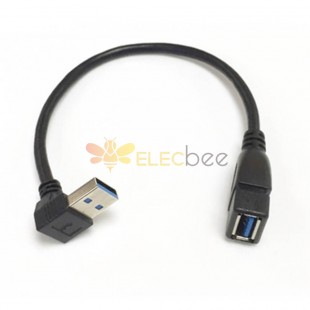 نوع-A USB 3.0 ذكر الزاوية 9 دبوس موصل إلى نوع-A انثي موصل مستقيم كابل 1M