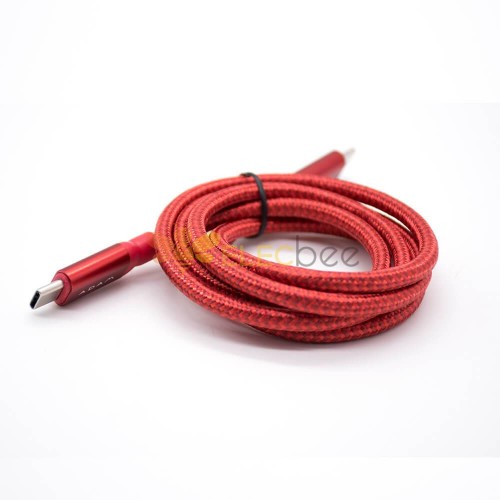 Type-C Charging Cable Straight Male To Male Red Weave Line 1M