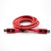 Type-C Şarj Kablosu Düz Erkek - Erkek Kırmızı Örgü Hattı 1M