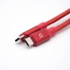 Type-C Şarj Kablosu Düz Erkek - Erkek Kırmızı Örgü Hattı 1M