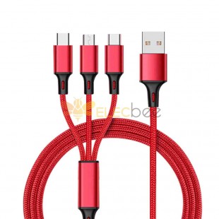 Type-C Phone 3-in-1 2.8A Intelligent Fast Charging Data Cable - 1.2 Meters