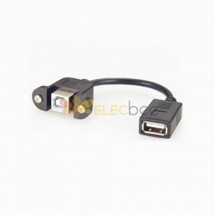 Montagem em painel USB 2.0 B fêmea para USB 2.0 A cabo repetidor fêmea 0,1M