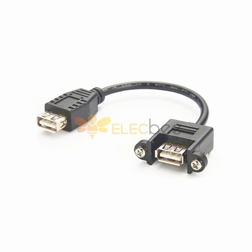 USB 2.0 面板安装 USB A型母头转母头插座模制线延长适配器 30厘米
