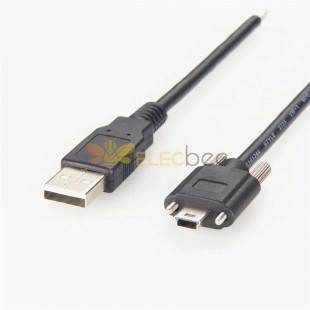 USB 2.0 Type A转Mini USB B带螺丝锁