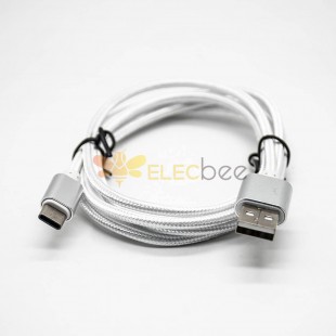 USB 2.0-Audioadapter, gerades USB-A-2.0-Stecker-auf-Typ-C-Stecker, weißes USB-Kabel