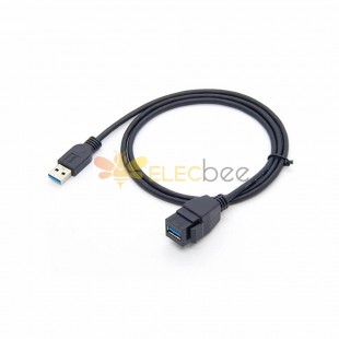 USB 3.0 A Female to USB A 3.0 Male Keystone Clip-In Cable SuperSpeed Data Transfer 5 Gbps 20CM/8 Inch