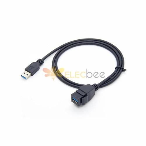 USB 3.0 A hembra a USB A 3.0 macho Keystone Clip-In Cable SuperSpeed ​​Transferencia de datos 5 Gbps 20CM/8 pulgadas