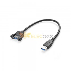 USB 3.0 A Male to A Female with Panel Mount Screws Extension Cable Hi-speed Data Transfer Power Lines 30CM