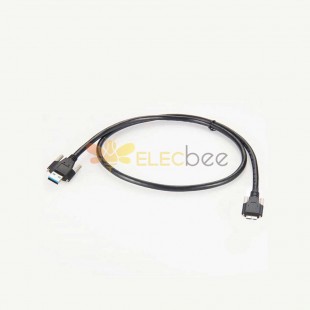 USB 3.0 A macho para micro B macho com cabo de bloqueio de parafuso duplo