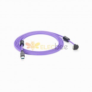 USB 3.0 A macho para ângulo reto Micro-B macho com cabos de trava de parafuso