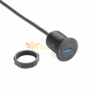 USB Type C USB3.0螺紋嵌入式安裝擴充電纜-圓形面板安裝電纜
