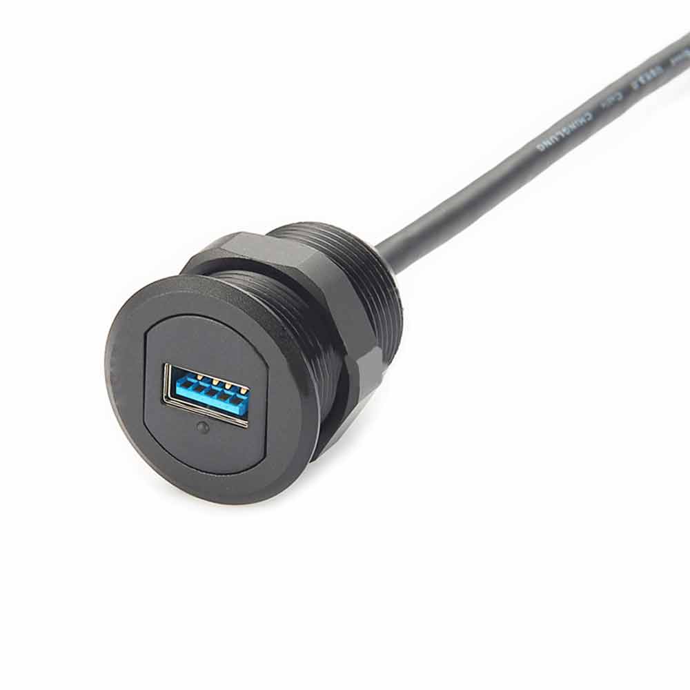 USB 3.0 Male to Female Flush Mount Cable - Round Panel Mount Cables