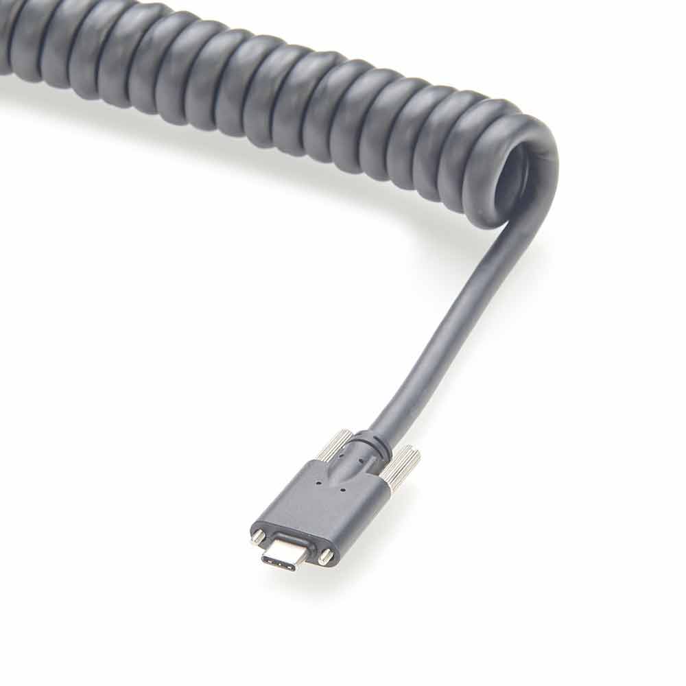USB 3.1 タイプ A オス - タイプ C オス アクティブ カール ケーブル 10m