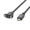 USB 3.1 C型公头连接器转Micro USB 2.0 5P母头延长线50cm 带耳朵螺丝面板安装