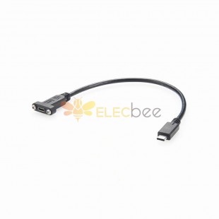USB 3.1 Type C Male to Female Data Extension Cable with Panel Mount Screw Hole 30CM