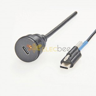 USB 3.1 Type C Male to Female Socket Panel Mount Data Extension Cable 30cm