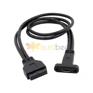 USB 3.1 タイプ C USB-C メスパネルマウント USB 3.0 マザーボード 19 ピン 20 ピンヘッダー延長ケーブル 30 センチメートル