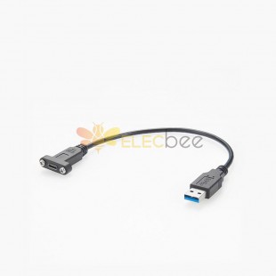 USB3.0 Type A 轉USB3.1 Type C帶螺絲麵板安裝數據連接線 30CM