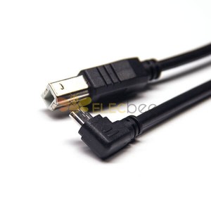 USB Cable Micro USB to USB B Left Angle to Straight Double Male Plugs