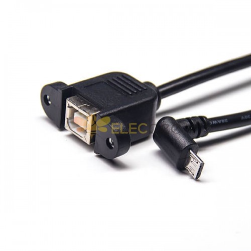 Câble USB avec Screw Hole USB B Femelle Droite à Micro USB Down Angle Homme