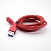 Cabo Carregador USB Tipo C Direto Para Macho USB Linha de Tecido Vermelho