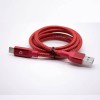 USB 充電器電纜 C 型直對公 USB 紅色編織線