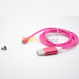 마그네틱 헤드에 케이블 로즈 레드 스트레이트 남성의 USB 충전기