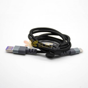 USB Şarj Kablosu Apple Black Weave Line Erkek Type-C - IPhone Fişine