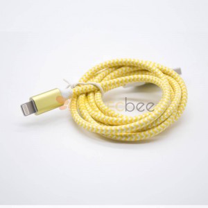 USB充電ケーブルiPhoneオスストレートUSBからiPhoneプラグ黄色の織り線