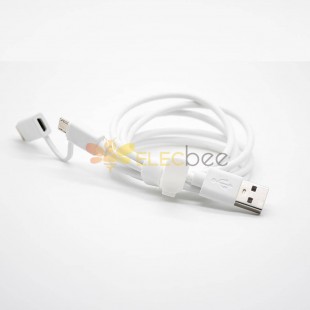 USB 充電線 白色 USB 轉 Micro USB/Type C 兩用充電線