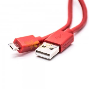 USB延長ケーブルアダプタストレートUSB2.0オス-マイクロUSBオス赤ケーブル
