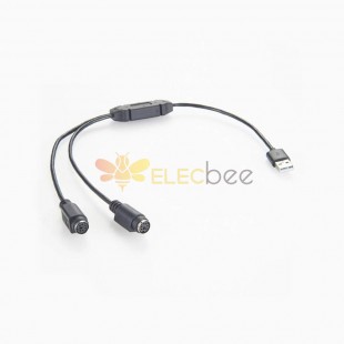 USB Male To 2*Din Female 6 Pin Splitter Mouse Keyboard Ps2 Converter Extension Cable 0.5M
