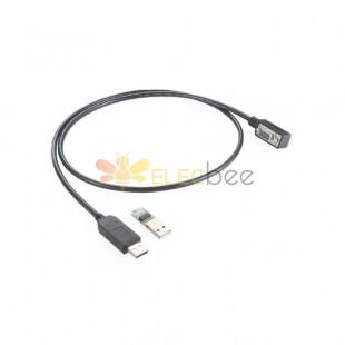 USB Erkek - D-Sub 9Pin Dişi Sağ Açılı Rs-232 Dönüştürücü Adaptör Kablosu 1M