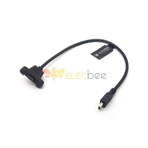 USB Mini B オス - Mini B メス パネルマウント 2.0 USB ネットワーク LAN 延長アダプタケーブル ネジ付き 30CM