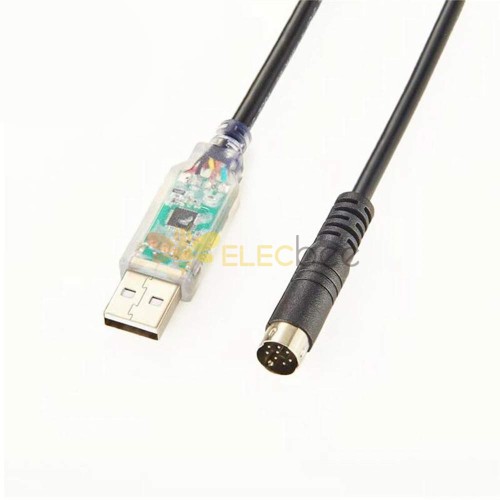 Câble de programmation USB Mini Din 8 broches mâle pour Kenwood Pg 5G RS232 Ftdi 1M