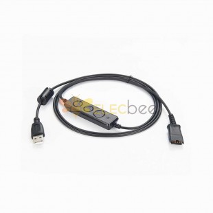 type-a USB2.0转QD快速插拔带音量控制和静音功能和电源指示灯线材1M