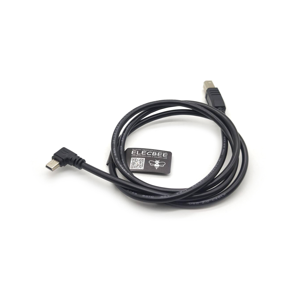 USB to Mini USB Charging Cable USB Type B Straight Male to Mini USB Left Angle Male 1M Long