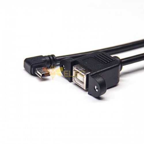 Mini B USB Linkswinkel Stecker auf USB B Buchse mit Schraublöchern OTG Kabel