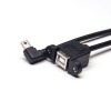 20 peças Mini B USB Ângulo Esquerdo Macho para USB B Fêmea com Furos de Parafuso Cabo OTG