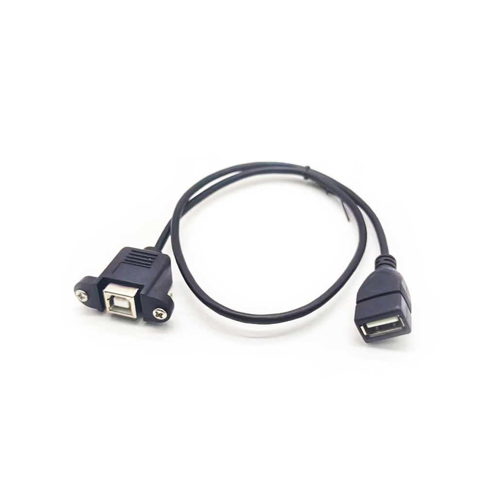 USB Tip A Dişi - USB Tip B 2.0 Dişi Uzatma Panel Montajlı Veri Transferi Şarj Kablosu Vidalı Delikler Yüksek Hızlı Kablo Adaptörü 20CM