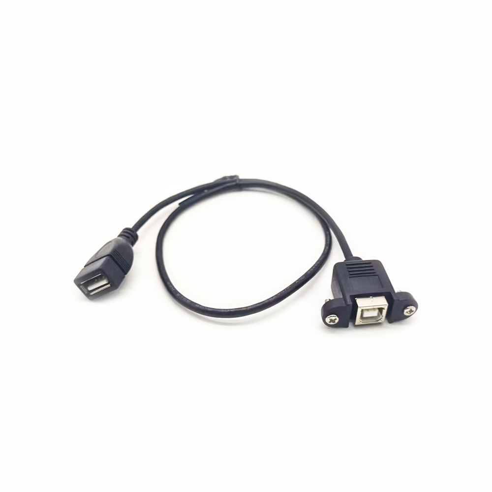 USB Type A Female to USB Type B 2.0 Female Extension Panel Mount Data Transfer Charge Cable with Screws Holes High Speed Cable Adapter 20CM