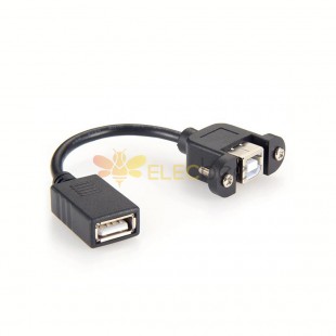 USB tipo A hembra a USB tipo B 2.0 hembra Cable de carga de transferencia de datos de montaje en panel de extensión con orificios para tornillos Adaptador de cable de alta velocidad 20CM